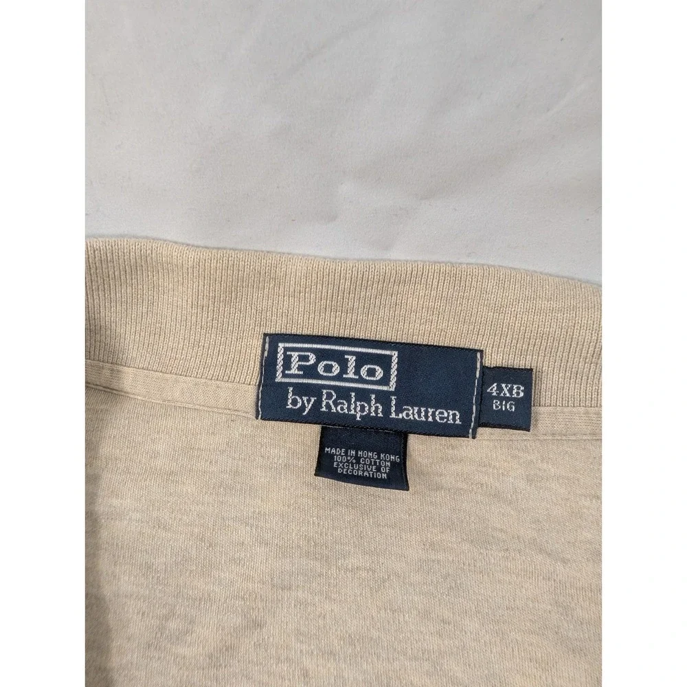 Vintage Polo Ralph Lauren Polo Shirt‎ Men 4XB Heathered Tan Cotton Pony